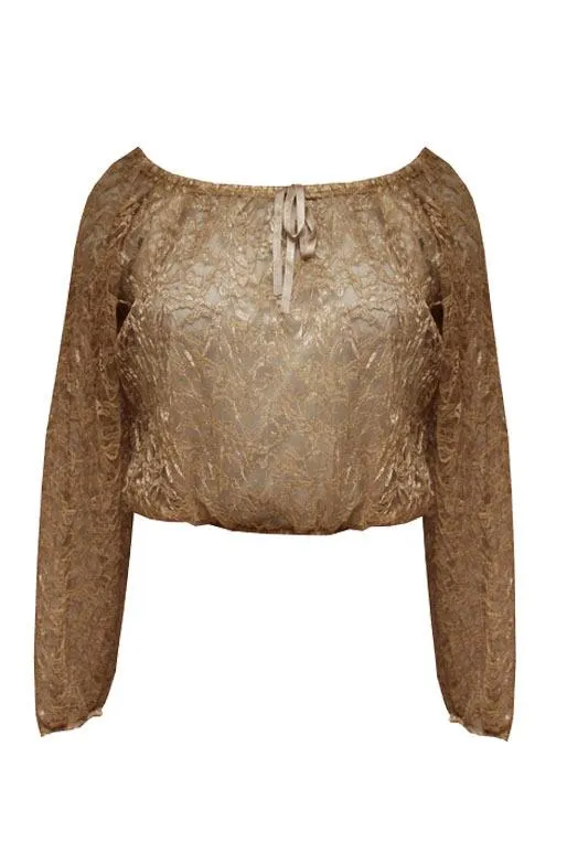 Ladies Lace Gypsy Long Sleeve Top - S/M