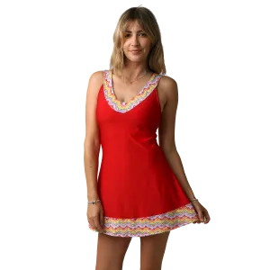 Ladies Laurel Canyon 1972 Active Dress - Red