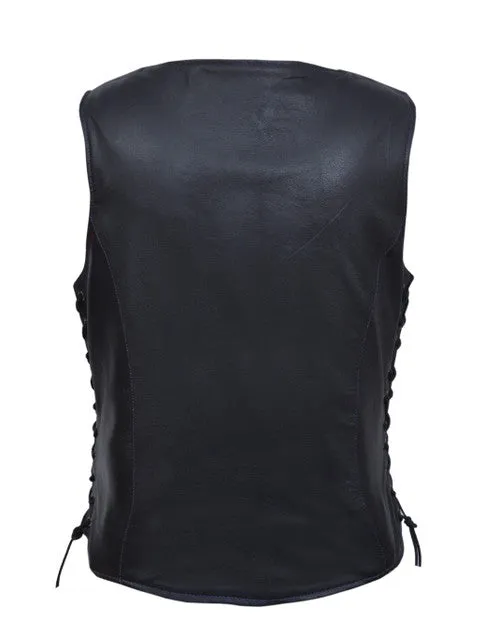 Ladies Leather Vest with Paisley Lining 6890 WV