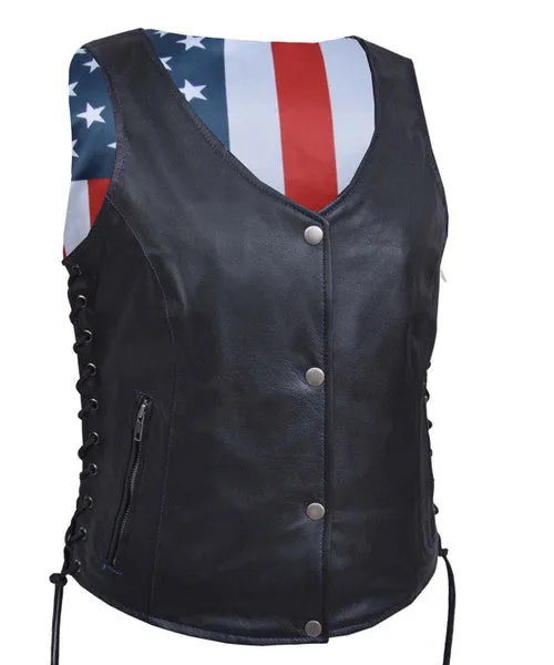 Ladies Leather Vest with Paisley Lining 6890 WV