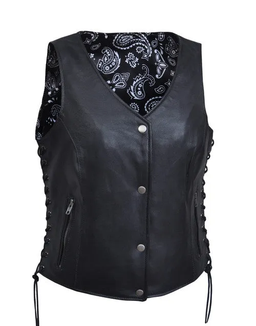 Ladies Leather Vest with Paisley Lining 6890 WV