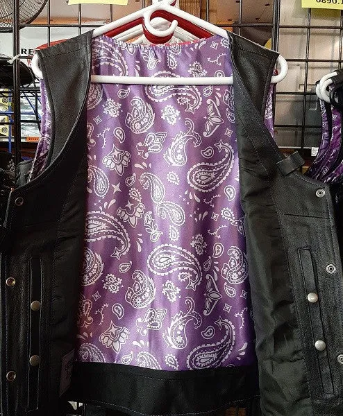 Ladies Leather Vest with Paisley Lining 6890 WV