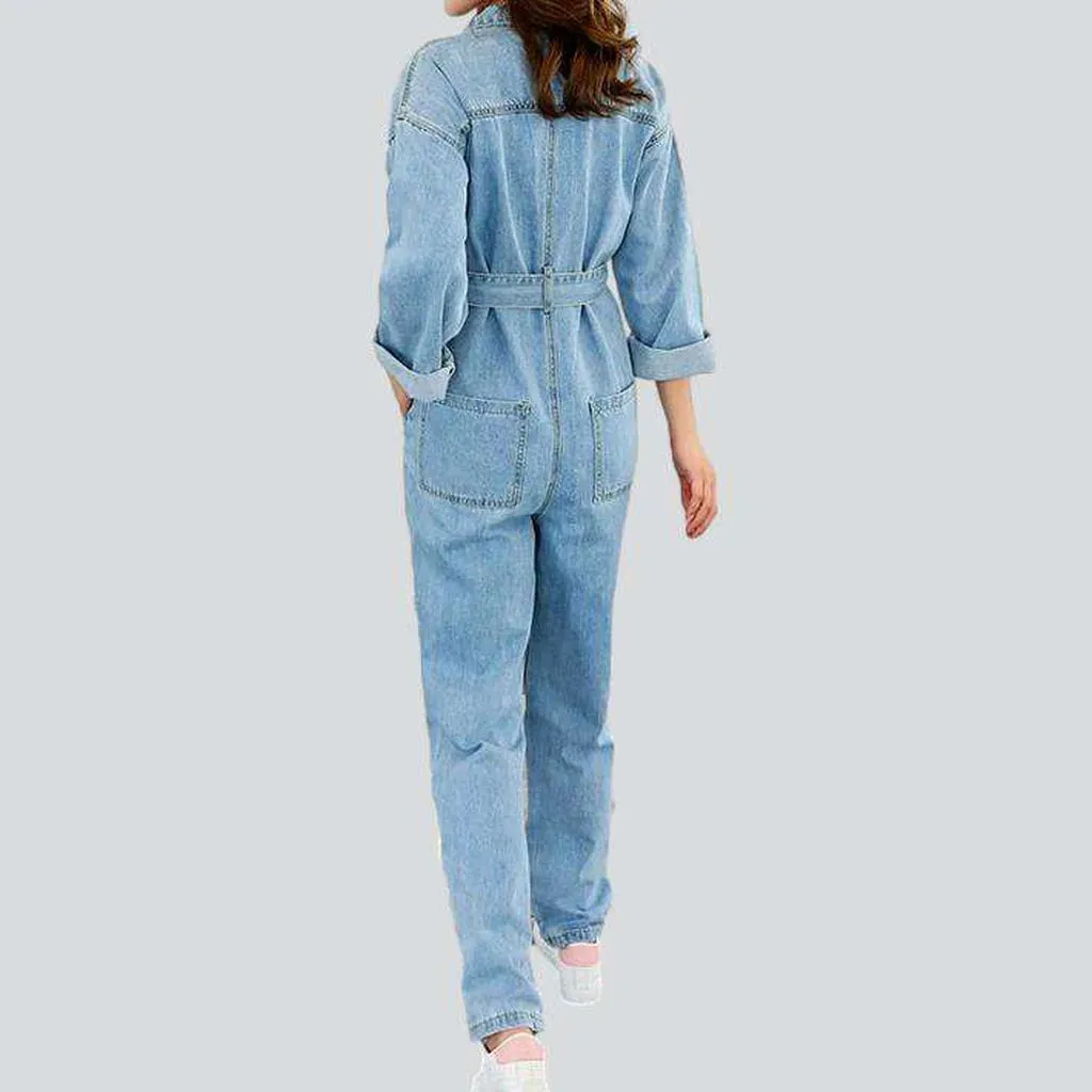 Ladies light wash denim jumpsuit