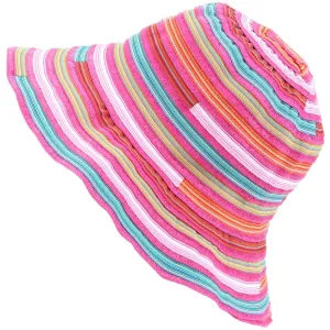 Ladies Multi Stripe Sun Hat - Pink