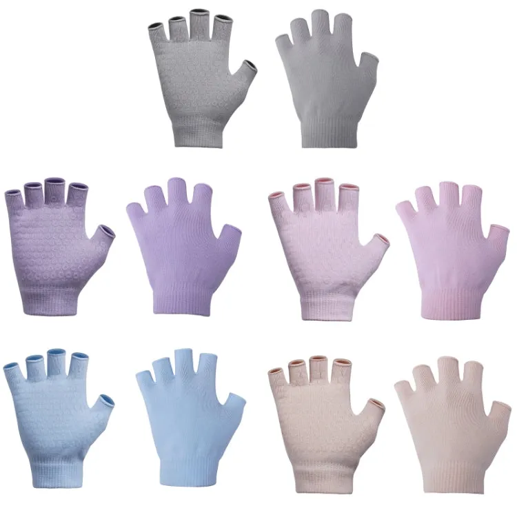 Ladies Non-Slip Fingerless Aerial Yoga Aid Gloves(A3 Light Purple)