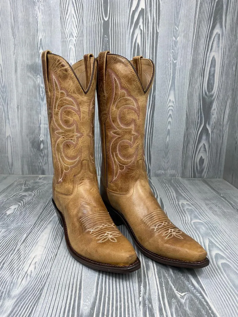 Ladies Oldwest Tan Snip Toe Cowgirl Boots - LF1596