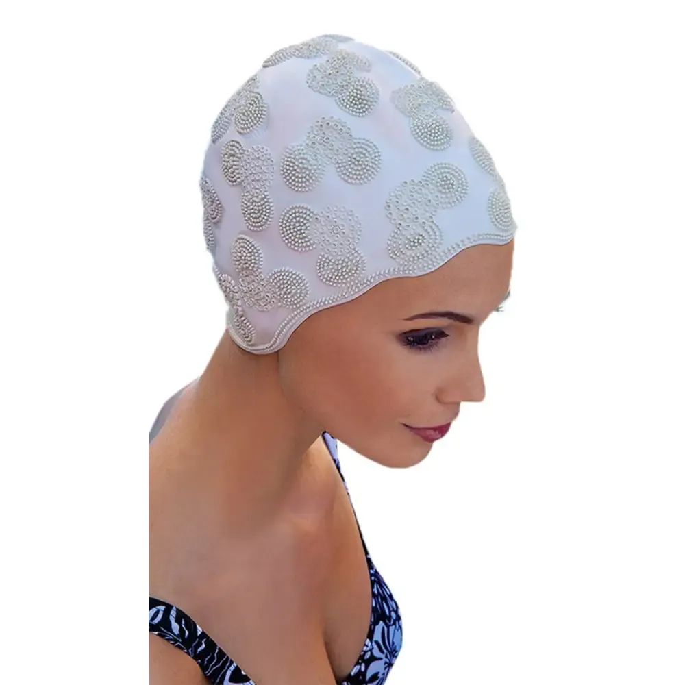 Ladies Pretty Retro Style Swim Hat White by Beco Smaller Fitting