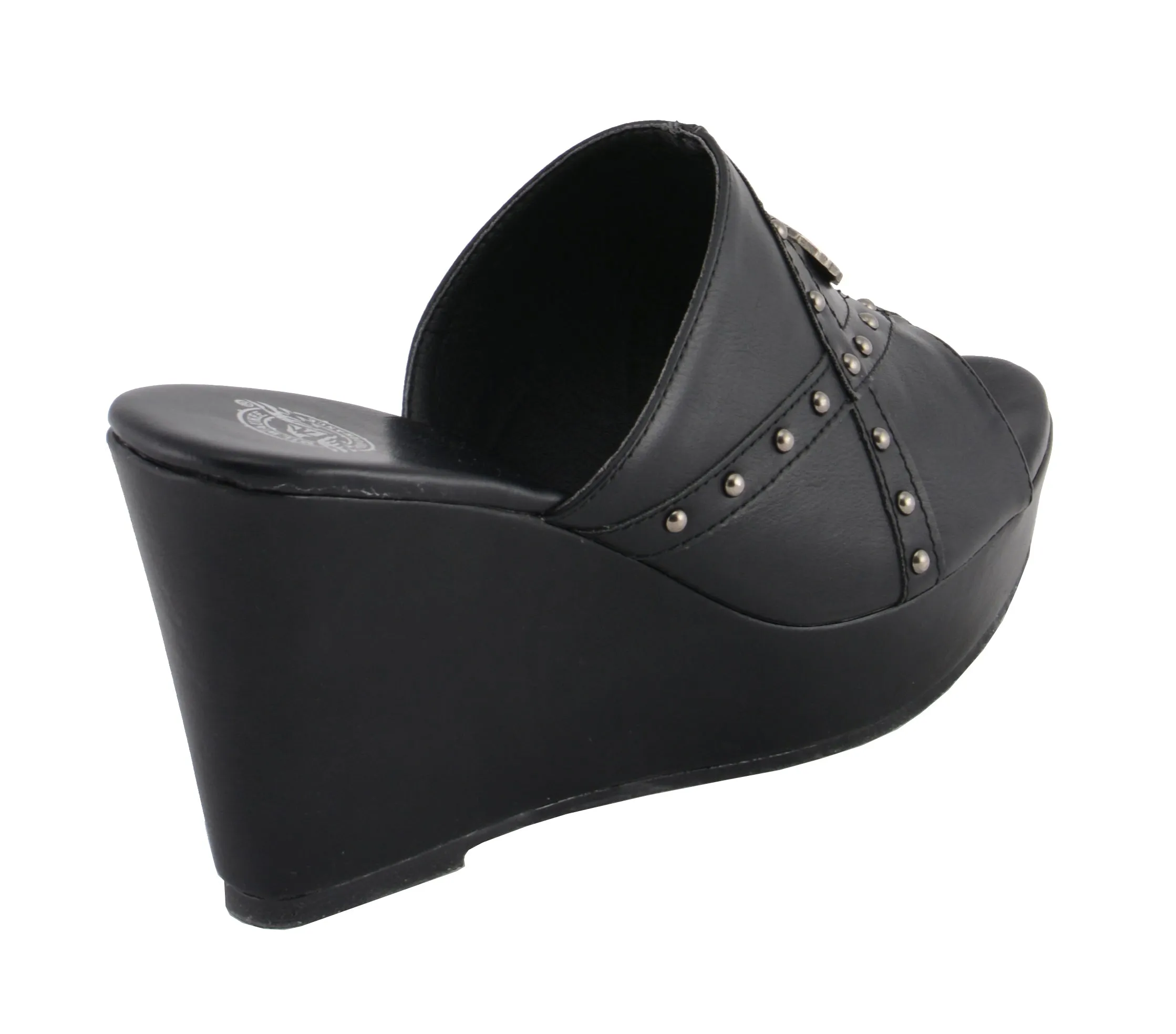 Ladies Studded Crossover Open Toe Wedge