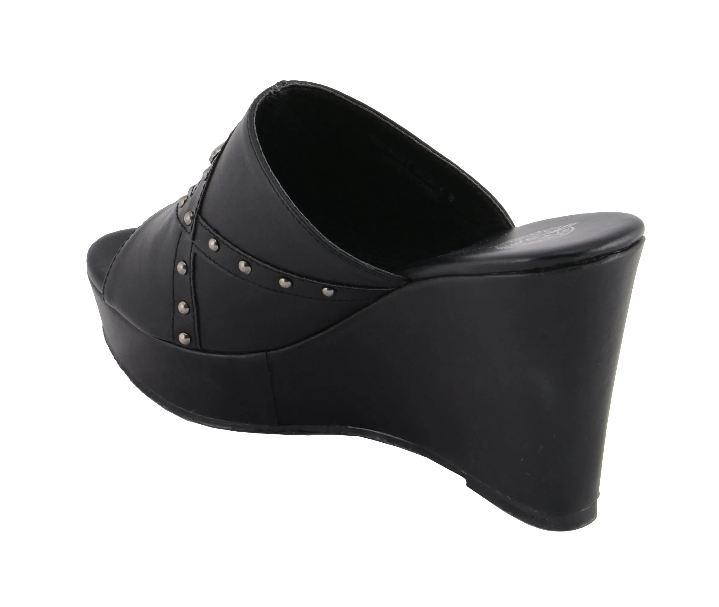 Ladies Studded Crossover Open Toe Wedge