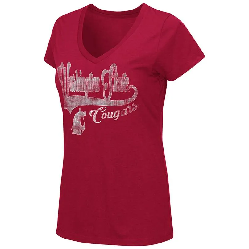 Ladies Washington State V-Neck Short Sleeve T-shirt