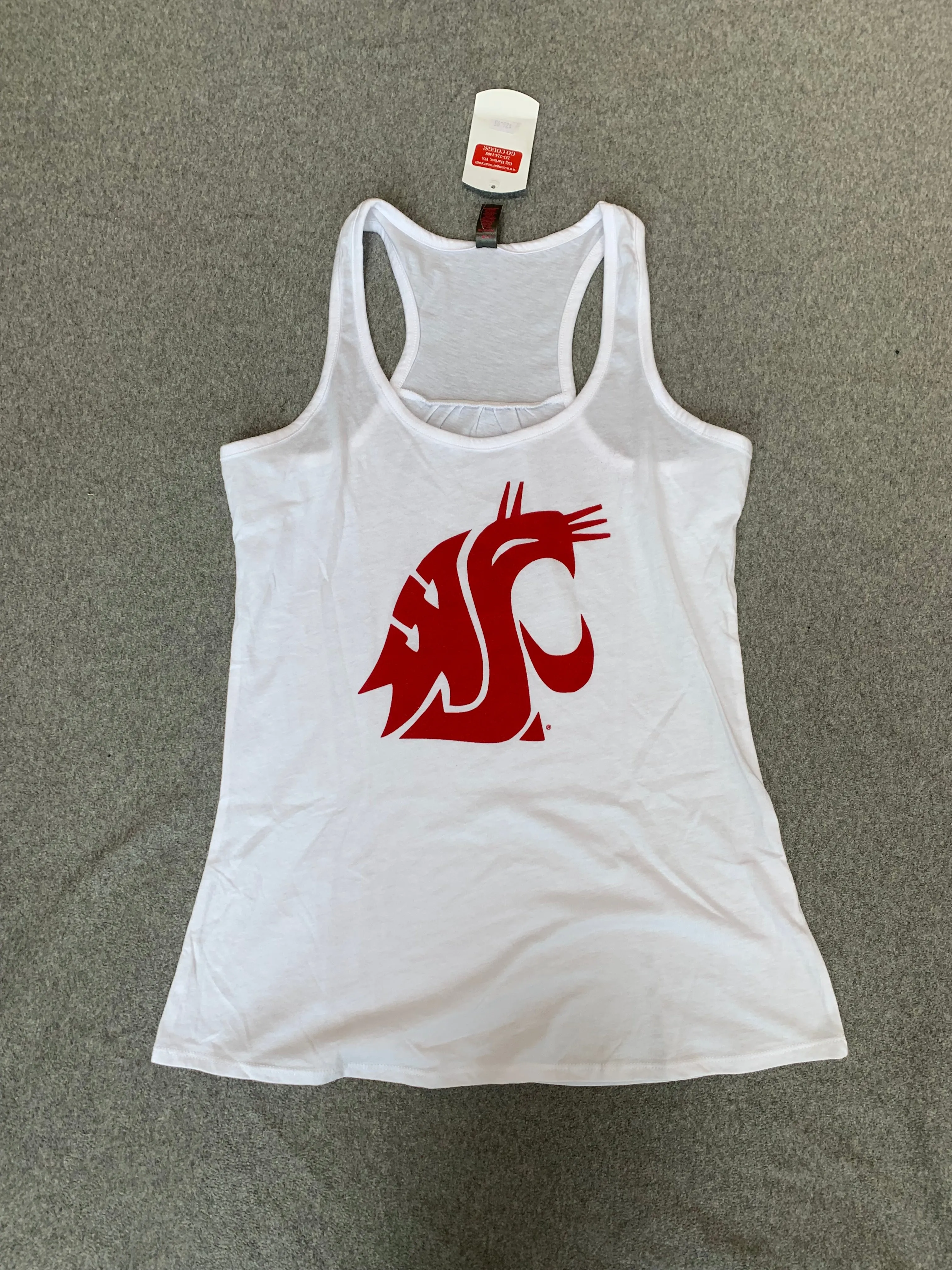 Ladies White WSU Crew Cut Tank