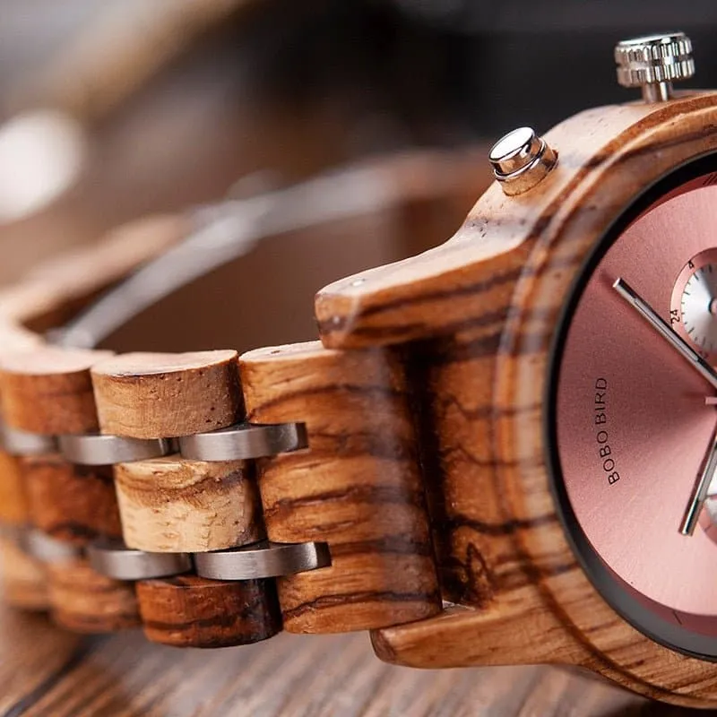 Ladies Wooden Timepieces with Quartz Movement - Eco-Friendly Luxury Watch | 3ATM Water Resistant | Gift for Women and Men