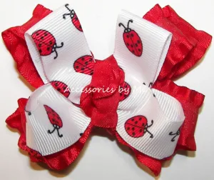 Lady Bug Red Ruffle Hair Bow