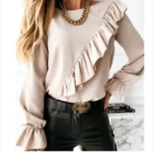 Lady Office Work Ruffles O-Neck Blouse