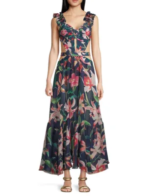 Laelia Patbo Floral Maxi Dress in Blue Multicolor