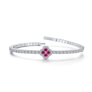 Lafonn Simulated Diamond & Ruby Clover Flexible Tennis Bracelet B0199CRP68