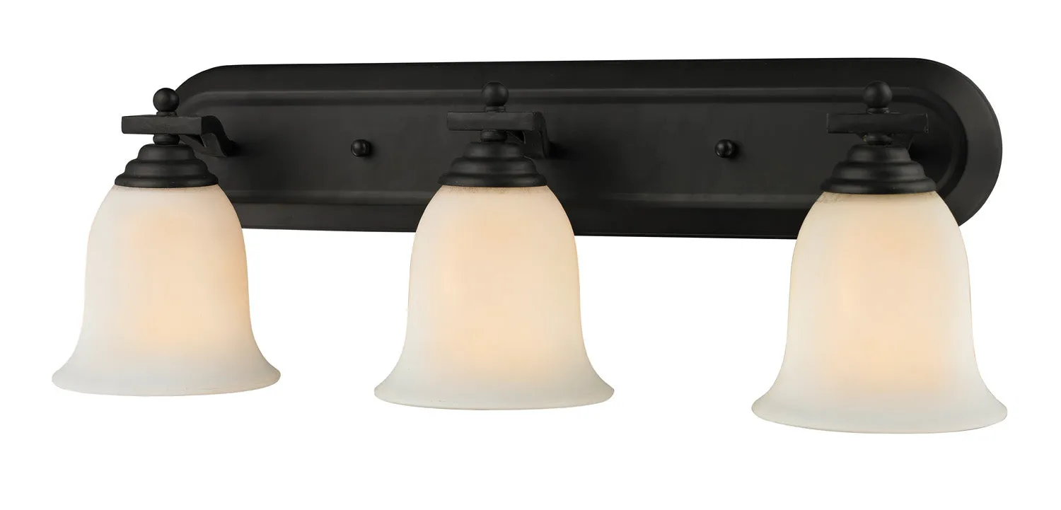 Lagoon 3-Light Vanity in Matte Black with Matte Opal Glass