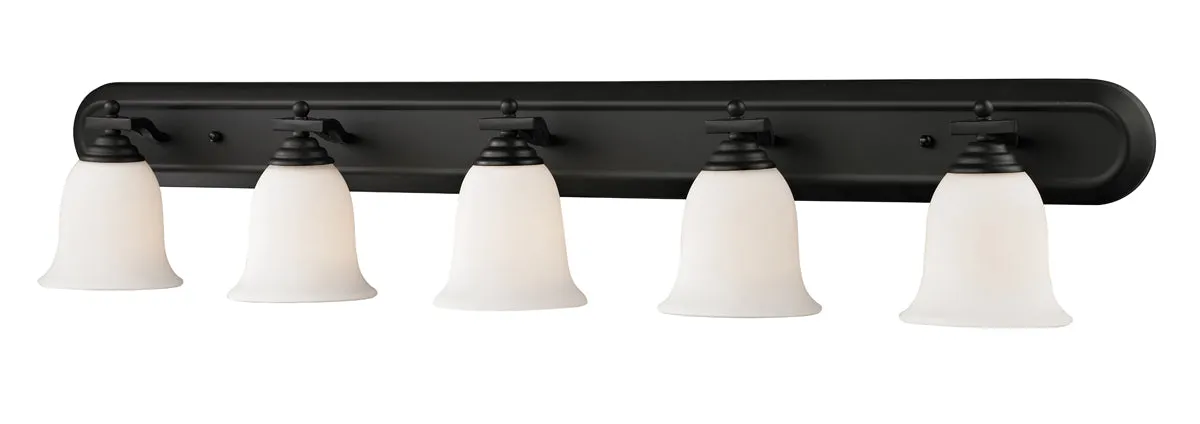 Lagoon 5-Light Vanity in Matte Black with Matte Opal Glass