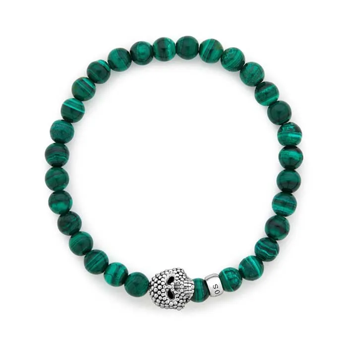 LAGOS Malachite Skull Bracelet in Sterling Silver