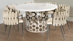 Laguna Dining Set for 6 with Off White and Off White Chairs