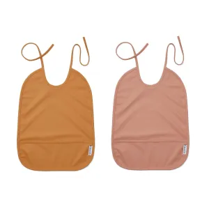 Lai Bib 2 Pack - Dark rose/mustard