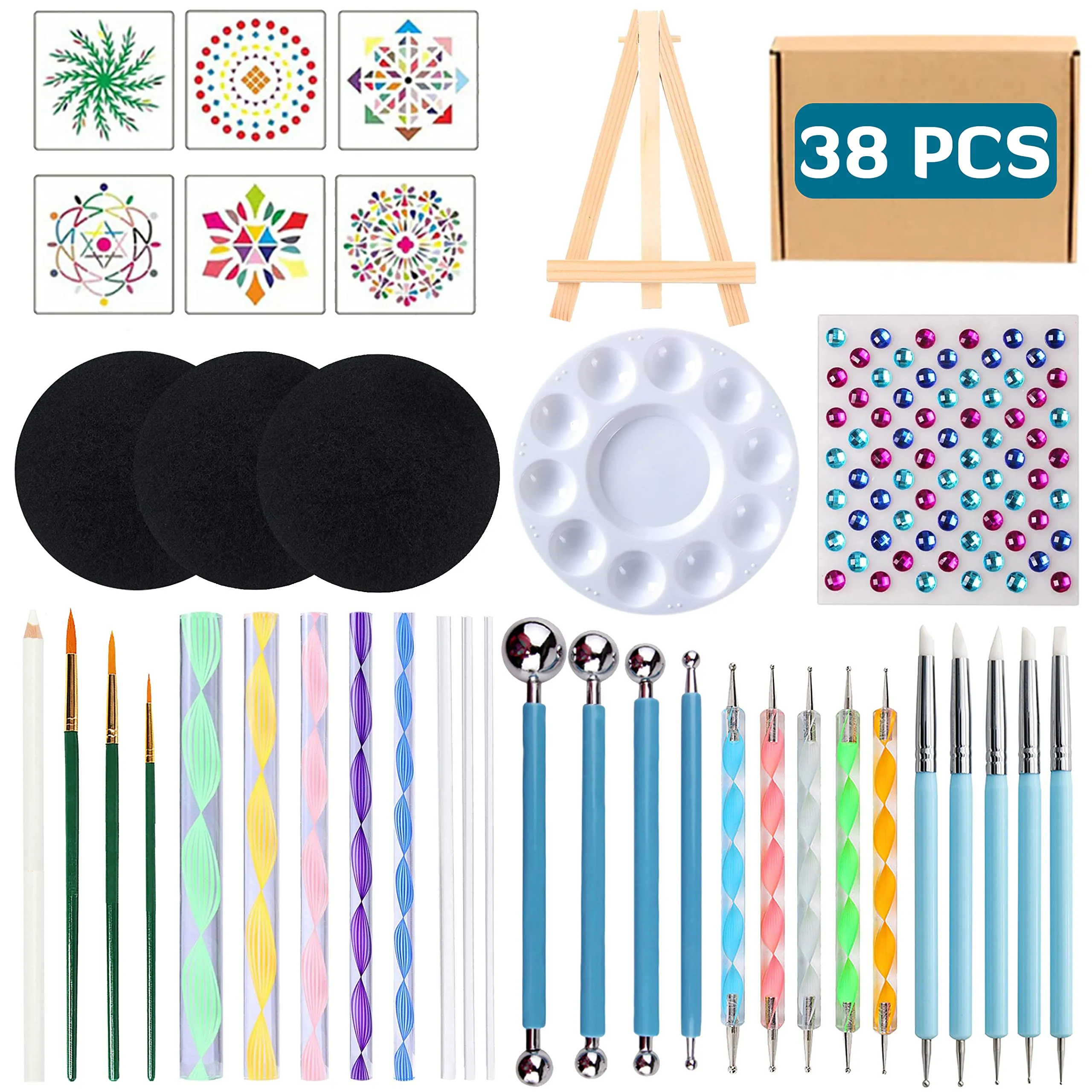 Lakeer 38Pcs Mandala Dotting Tools Set - Create Stunning Artworks With Ease - Acrylic, Multicolor