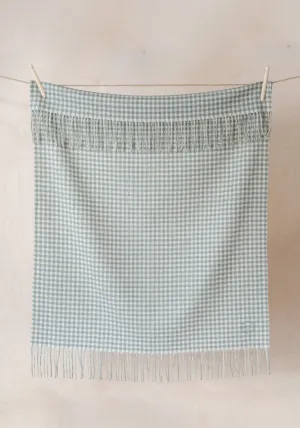 Lambswool Baby Blanket in Sage Nursery Gingham