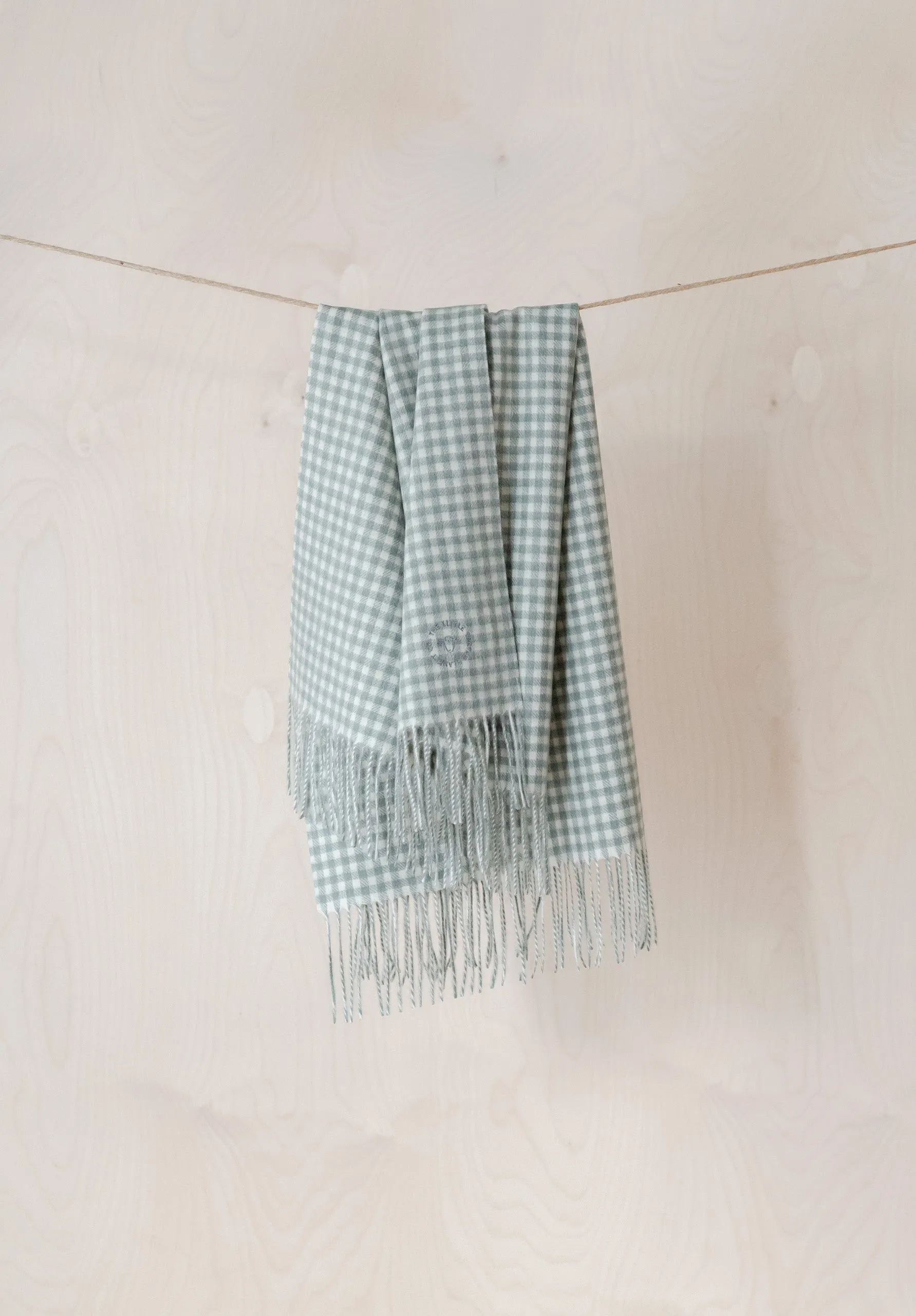 Lambswool Baby Blanket in Sage Nursery Gingham