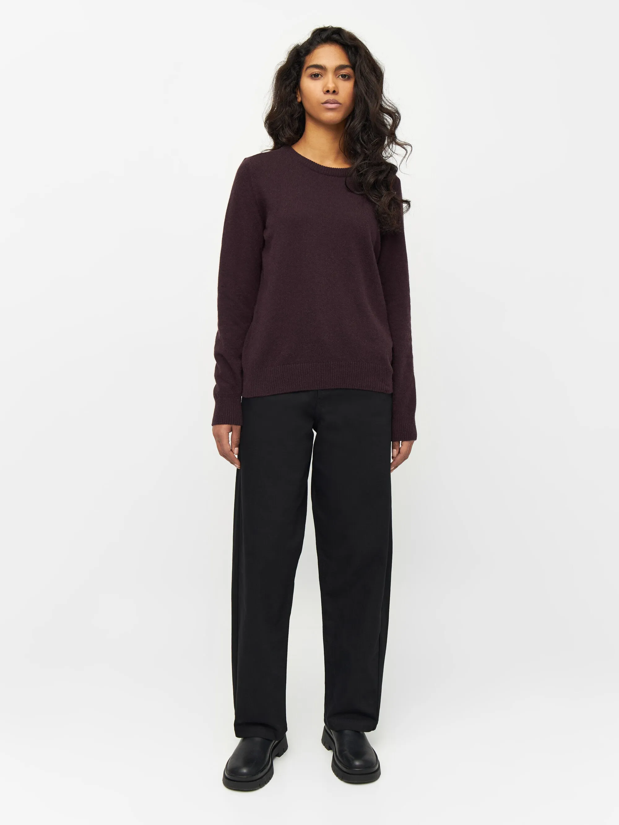 Lambswool crew neck - Chocolate Plum