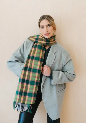 Lambswool Oversized Scarf in Lime Multi Check