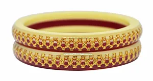 Laminated Gold Plated Acrylic Shakha Pola Bangle Set 2 in 1 Color, Pack of 2