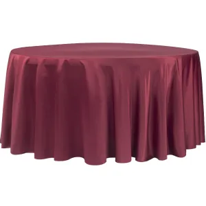 Lamour Satin 120" Round Tablecloth - Burgundy