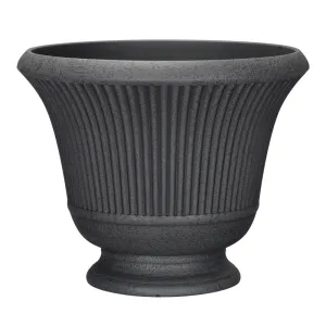 L&G Solutions 12.9 in. H X 16 in. D Polyresin Pedestal Urn Planter Charcoal