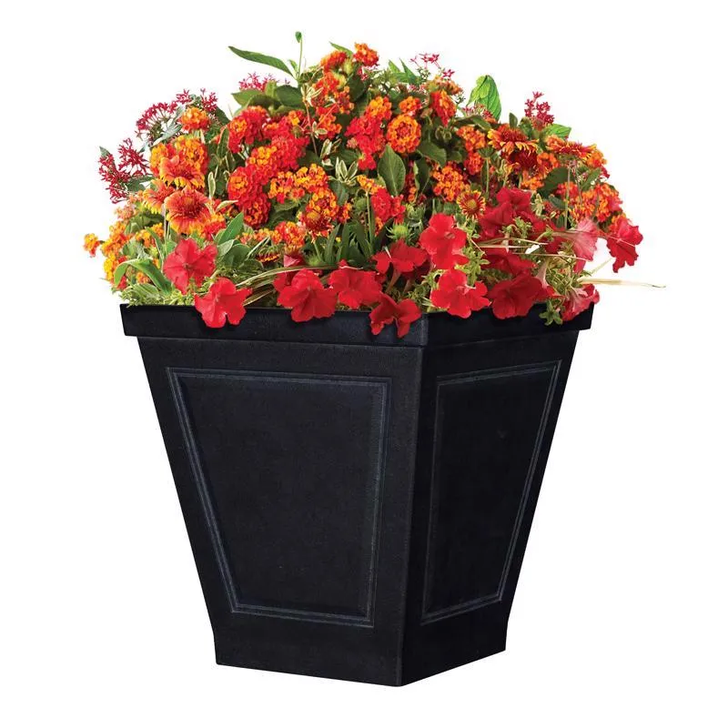 L&G Solutions 16.7 in. H X 16 in. D Polyresin New England Planter Black