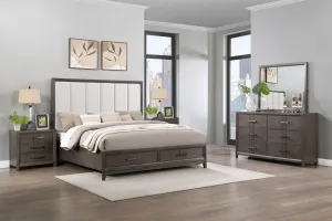 Landon - 6/6 Eastern King 5 Piece Bedroom Set (Bed, Dresser, Mirror, 2 Nightstands) - Gray