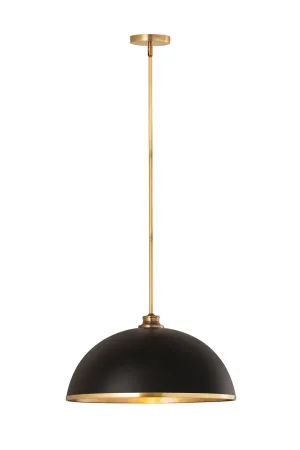 Landry 1-Light Pendant in Matte Black & Rubbed Brass