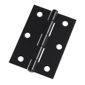 Lane 85mm Black Fixed Pin Butt Hinge 2 Pack