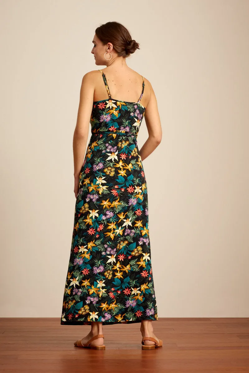 Lange jurk met bloemenprint | King Louie Kiki maxi dress santa Lucia black