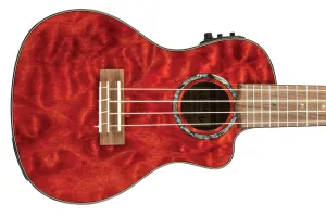 Lanikai QM-RDCEC Red Quilted Maple Concert Ukulele w/ Pickup