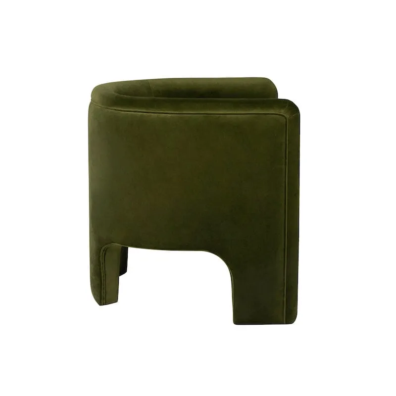 Lansky Olive Green Velvet Barrel Chair by Worlds Away