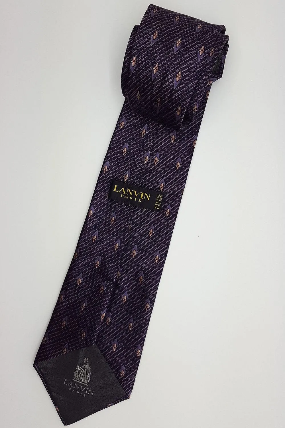 LANVIN 100% Silk Purple Stripe Abstract Flower Repeat (58")