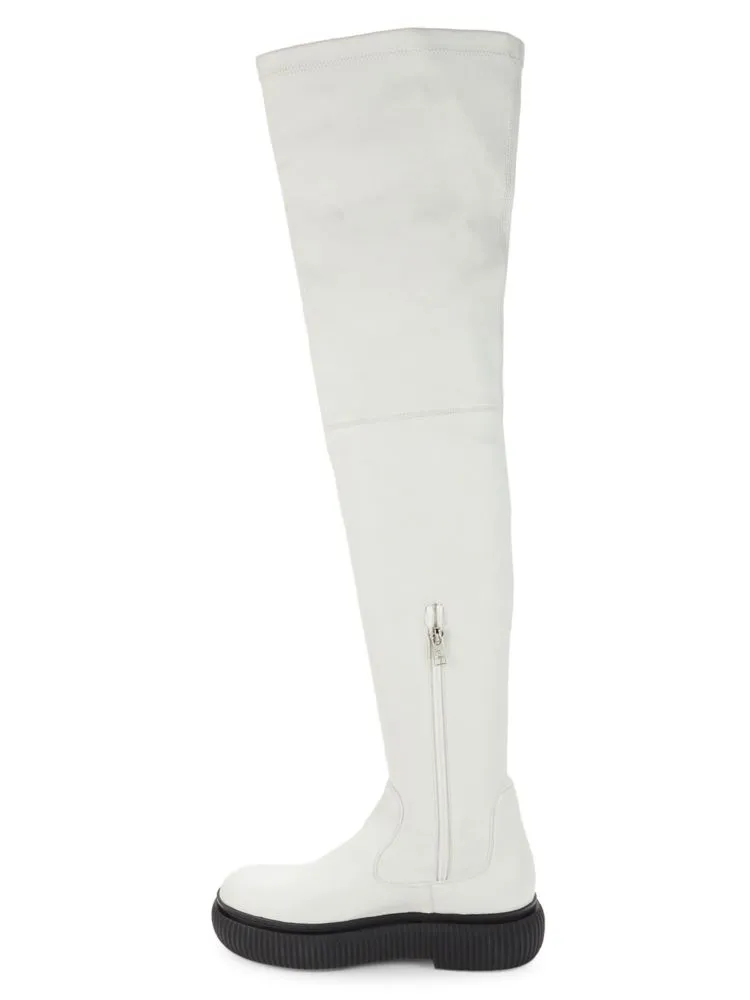 Lanvin leather thigh high boots, white