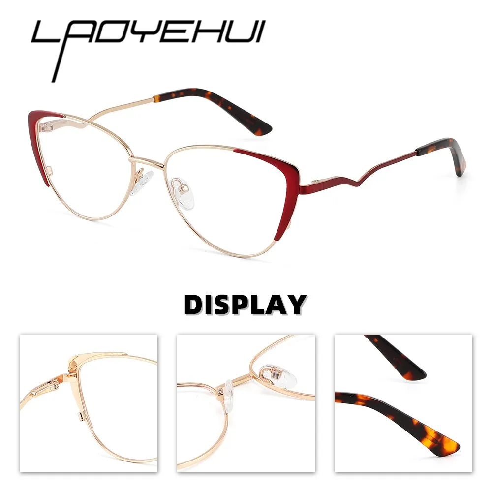 Laoyehui Unisex Full Rim Cat Eye Alloy Anti Blue Light Reading Glasses 8911