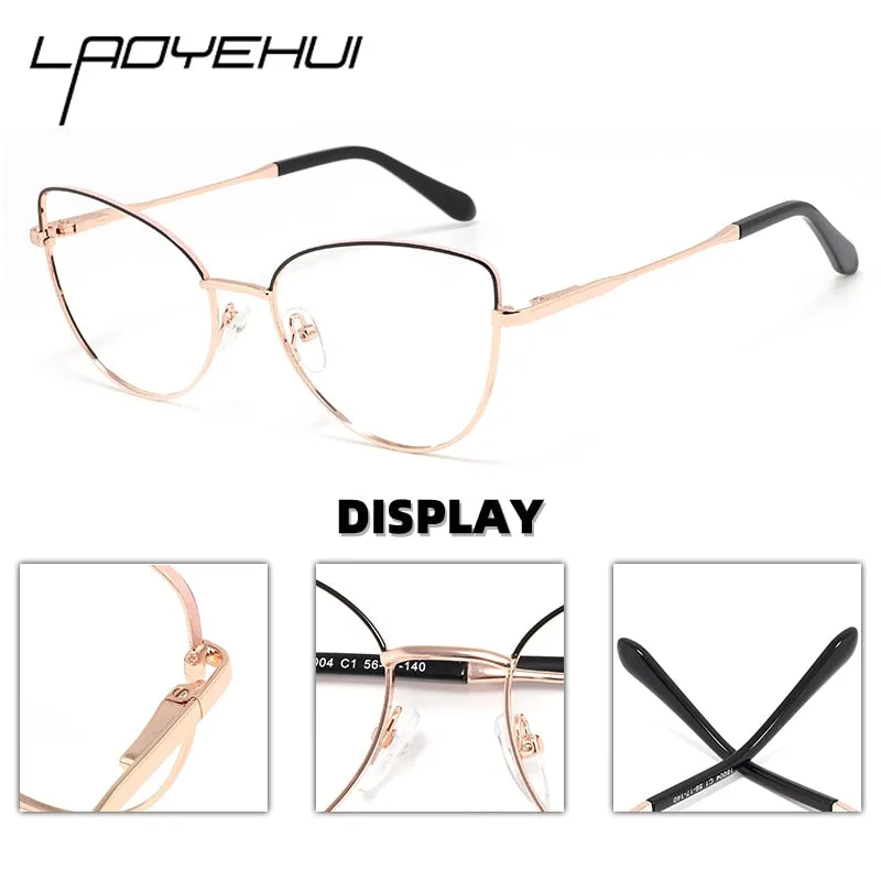 Laoyehui Women's Eyeglasses Cat Eye Alloy Frame 18004