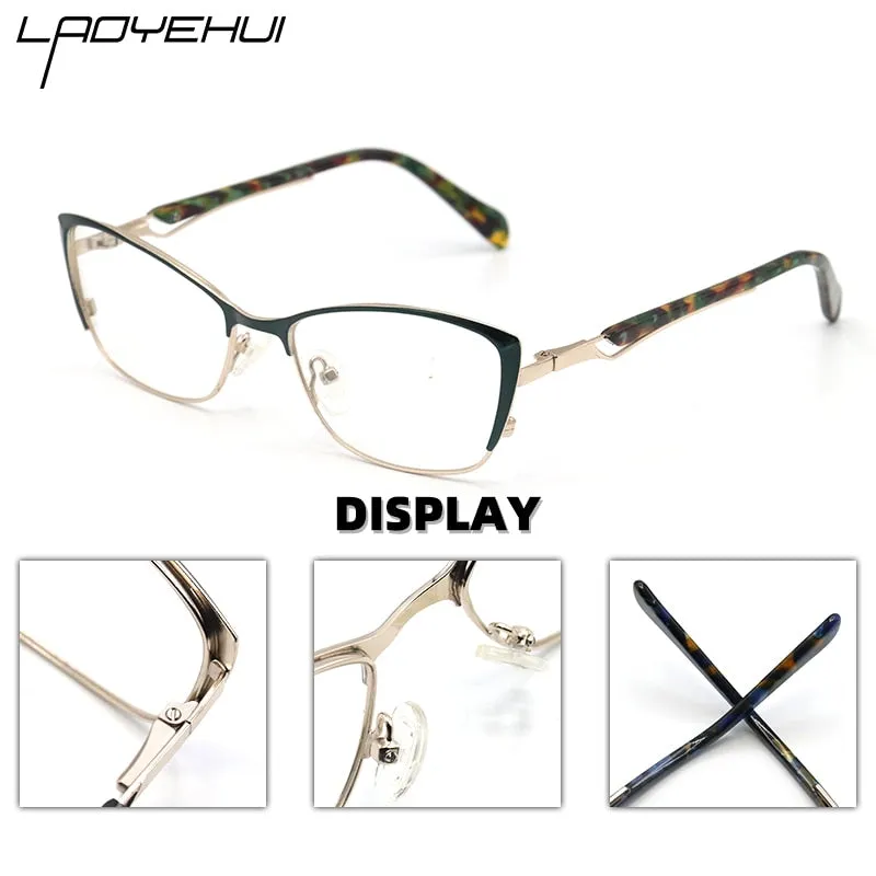 Laoyehui Women's Eyeglasses Cat Eye Alloy Frame Ml0036