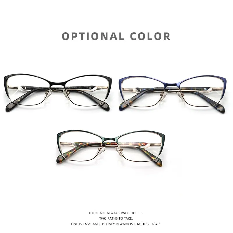 Laoyehui Women's Eyeglasses Cat Eye Alloy Frame Ml0036