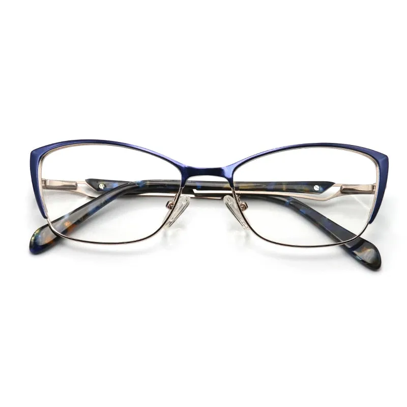 Laoyehui Women's Eyeglasses Cat Eye Alloy Frame Ml0036