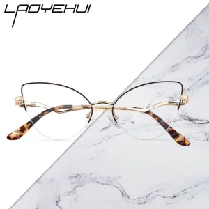 Laoyehui Women's Eyeglasses Cat Eye Alloy Frame Reading Glasses 8451