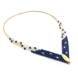 Lapis and Gold 'V' Necklace