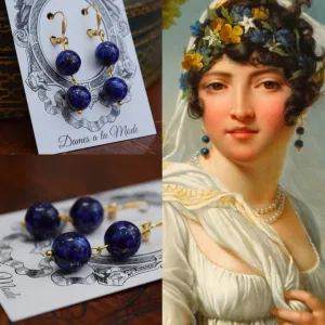 Lapis Lazuli 2-Stone Dangle Bead Earrings